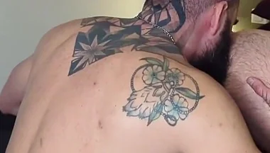 Bearded Master Uses Sub, Hairy Slut with a Bubble Butt in a Thong