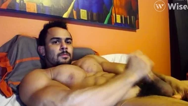 Straight Muscular College Jock Shows off and Jerks His Big Cock