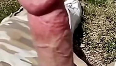 Big Cock Cumshot in the Sun