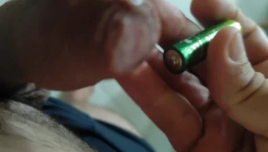Inserting Electric Batteries Inside the Wet Dick