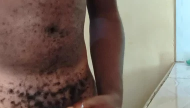 Solo Boyfriend Jerking His Hard Dick Early in the Morning and Released Load of Cum on the Kitchen Worktop