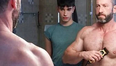 Shy Stepson Rob Quin Helps Shaving His Hunk Stepdad Muscled Madisons Balls