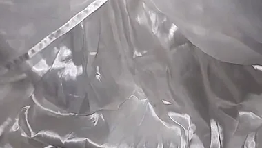 Cum Flows on Satin Wedding Dress