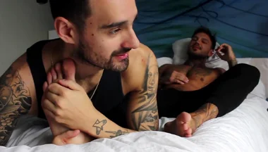 Feet licking tattoo boys