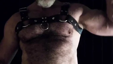 Hairy Muscle Leather Stepdaddy Showing off