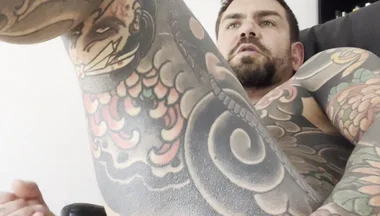 Tattooed Spanish Shows Ass and Jerks off