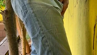 Guy Is Desperate to Pee and Tries to Hide From His Friend but Wets His Pants