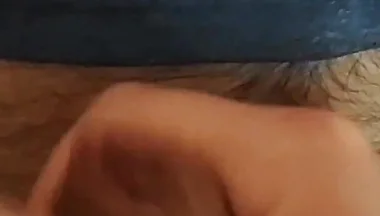 Two Gay Guys Jerking off Their Hairy Cocks