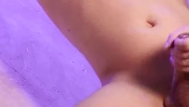 Twink Boy Stands Over the Mirror and Squirts His Cum on It
