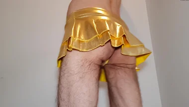 Golden Miniskirt -couldn't Wait- Try on