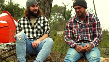 Two Friends Jerkoff in the Forest