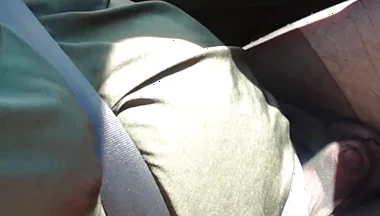 Nylonjunge Driving Car in Black Pantyhose