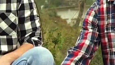 Two Friends Jerkoff in the Forest