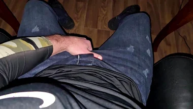 German Voice Growls From Boss Chair - Cock Throbbing, Red Boxer, Cum Explodes