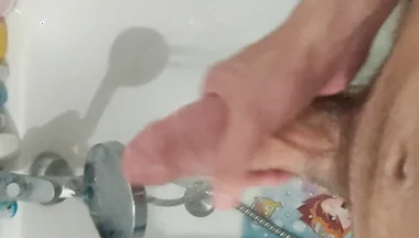 Jerking off a Big, Thick Cock in the Shower