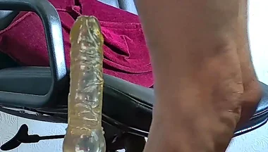 Riding a Large Transparent Cock for My Fans