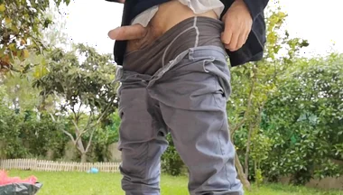 Guy Smoking and Wanking Outside to Beat the Cold