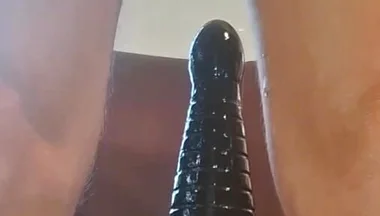 Extreme Solo Toy Session Close up Big Dildo