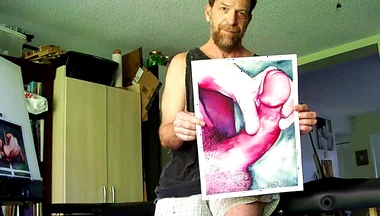 Hairyartist in Ripped Shorts During Art Studio Tour