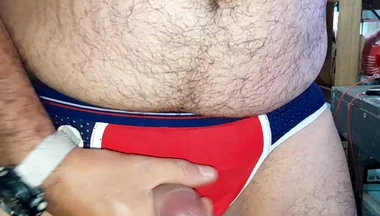 Nice Cum Using Red Jockstrap