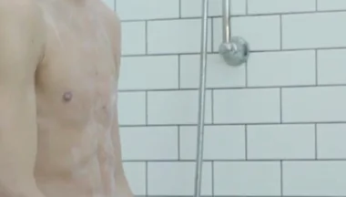 Young Randy Freja wank and cum in the bathroom
