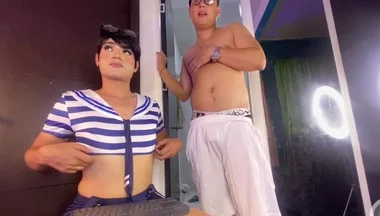 Femboy Sissy Convinces His Neighbor to Use His Bathroom, While Ken Sees Him and Touches His Ass