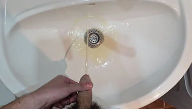 Horny Guy Can’t Hold His Pee Anymore - Moaning and Stroking While Pissing a Lot / Male Squirt