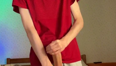 Skinny 55kg Guy Playing with His 23cm Heavy Meat