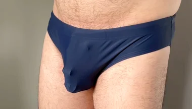 New Blue Speedo and Chastity Cage