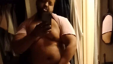 Brown Stepdaddy Soaps up Cock and Nuts on the Floor