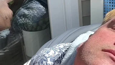 Hunk Stepdaddy Bear Naked Sunbathing in the Veranda 1