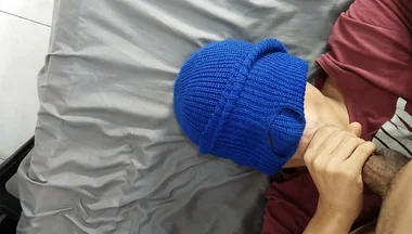 Latin Twink Kneels and Swallows Everything From Muscular Gym Male