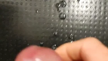 Moaning as I Squirt My White, and Thick Cum All Over the Floor with My Thick, Shaved, Cock