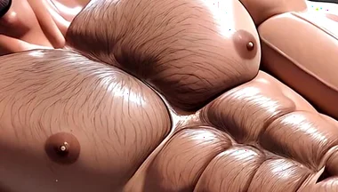 Dominant Stepdaddy Reclined and Stroking Sensually. Salt and Pepper Hairy Chest