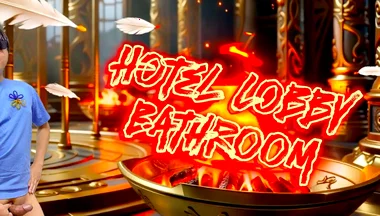 A Cock Lover Guy Sucks a Stranger’s Cock in Hotel Lobby Bathroom