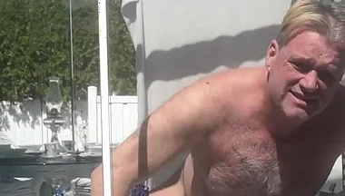Hunk Stepdaddy Bear Naked Sunbathing in the Veranda 4