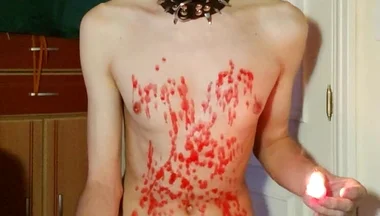 Slave Pouring Hot Wax and Jerking off