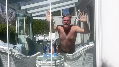 Hunk Stepdaddy Bear Naked Sunbathing in the Veranda 4