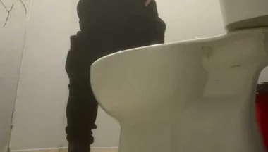 Amateur Friends Pissing Together in the Club's Toilets