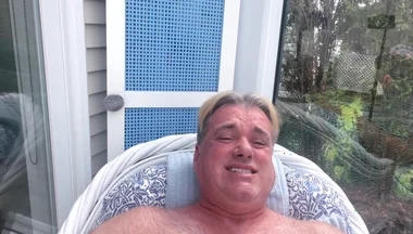 Hunk Stepdaddy Bear Naked Sunbathing in the Veranda 6
