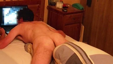 Naked Bed Hump Masturbation with Lots of Cum