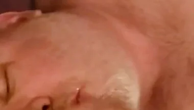 Cum Fountain! BBC Gives Bear Huge Facial and He Jerks off
