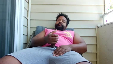 BBC Stepdaddy Gets High and Strokes Himself to Nut on Balcony