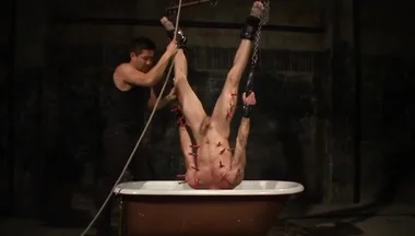 Tryp Hangs Inverted Over A Tub Of Cold Water