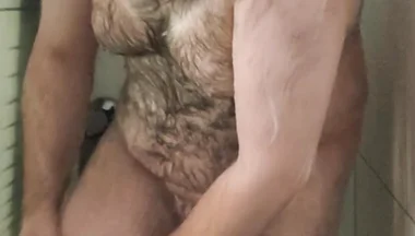 Fat Bear Taking a Shower