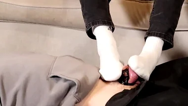 Chastity Boy Serves as a Foot Stool (4k)
