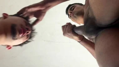 Cute White Boy Receives Cum From a Black Man in His Mouth and Face.