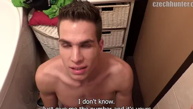 Czech Hunter - Tall Teen Sprayers Bathr'oom Secret Huge Co'ck Dee'pthroated and Fucked While Roommate Rests Next Door