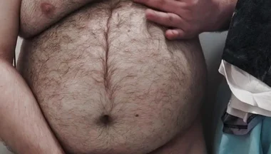 Fat Bear Jerks off on Toilet and Licks up His Cum