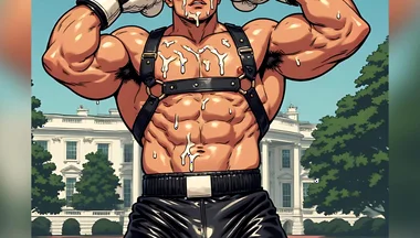 Asian Cum Covered Muscle Men Art